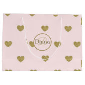 Elegante harten Blush Roze Monogram Naam Groot Cadeauzakje (Achterkant)