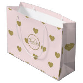 Elegante harten Blush Roze Monogram Naam Groot Cadeauzakje (Achterkant Gekanteld)