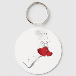 elegante harten en zilveren krullen sleutelhanger