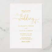 Elegante harten script calligrafie foto bruiloft  folie uitnodiging (Voorkant)