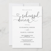 Elegante harten script repetitie diner uitnodiging (Voorkant)