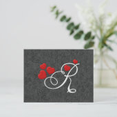 Elegante hartjes letter R Briefkaart (Staand voorkant)