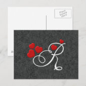 Elegante hartjes letter R Briefkaart (Voorkant / Achterkant)