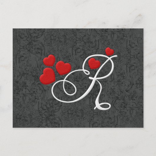 Elegante hartjes letter R Briefkaart (Voorkant)
