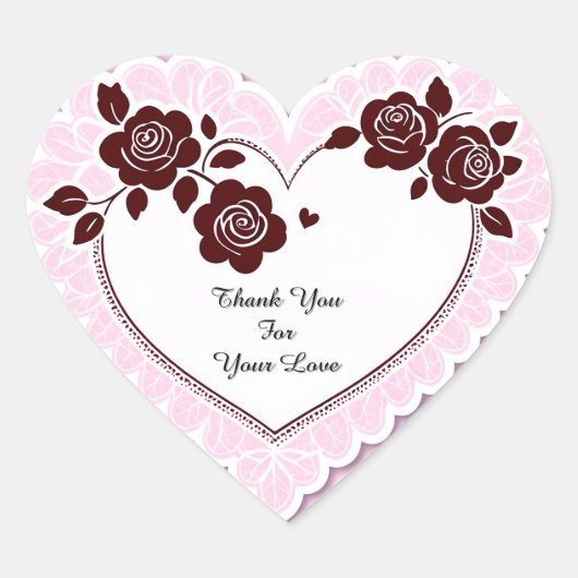 Elegante Hartkaart Met Rode Rozen Hart Sticker (Voorkant)
