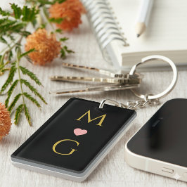 Elegante Hartmarkering Monogram Acryl Sleutelhange Sleutelhanger