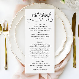 Elegante Harttypografie Moderne Trouwmenu Menu