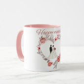 Elegante Hartvormige Bloemen Bruiloft Koppel Mok (Voorkant links)