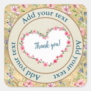 Elegante Hartvormige Bloemlijst Frame: voor Iedere Vierkante Sticker