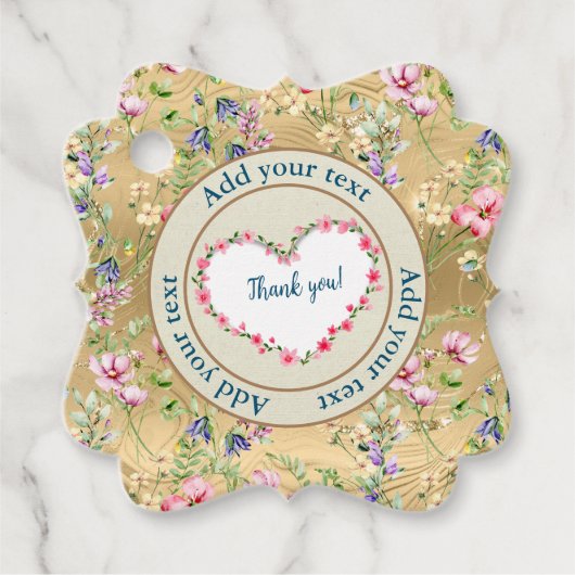 Elegante Hartvormige Bloemlijst: voor Iedere Geleg Bedankjes Labels (Voorkant)