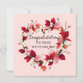 Elegante hartvormige krans bruiloft felicitatie (Voorkant)