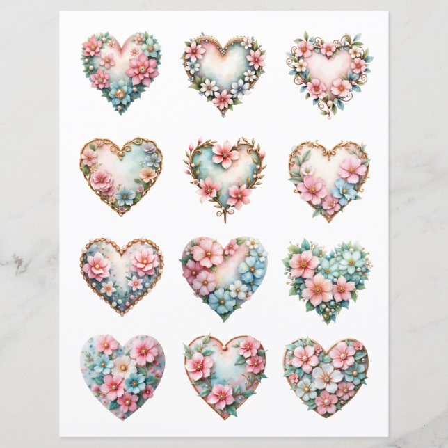 Elegante Hartvormige Scrapbook Versieringen (Voorkant)