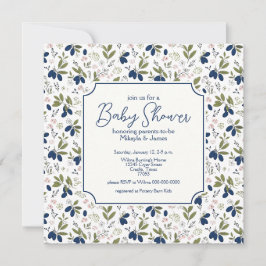 Elegante Haskap-bes Roze Bloemen Baby Shower Kaart