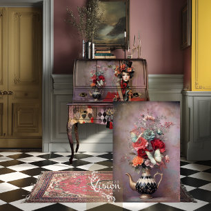 Elegante Hatter Harlekijn Theepot Bloemmotief Tissuepapier
