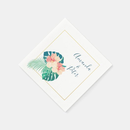 Elegante Hawaïaanse Hibiscus bruiloft papier serve Servetten (Hoek)