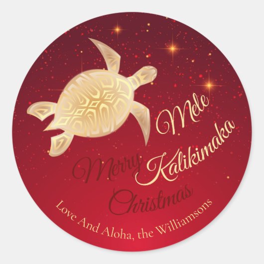 Elegante Hawaïaanse Kerstmis Ronde Sticker (Voorkant)