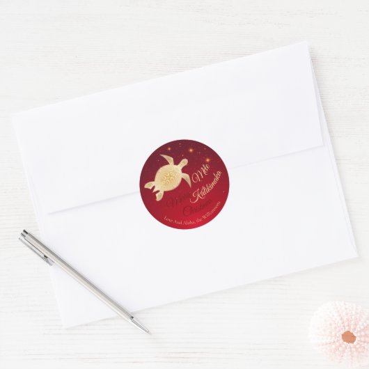Elegante Hawaïaanse Kerstmis Ronde Sticker (Envelop)