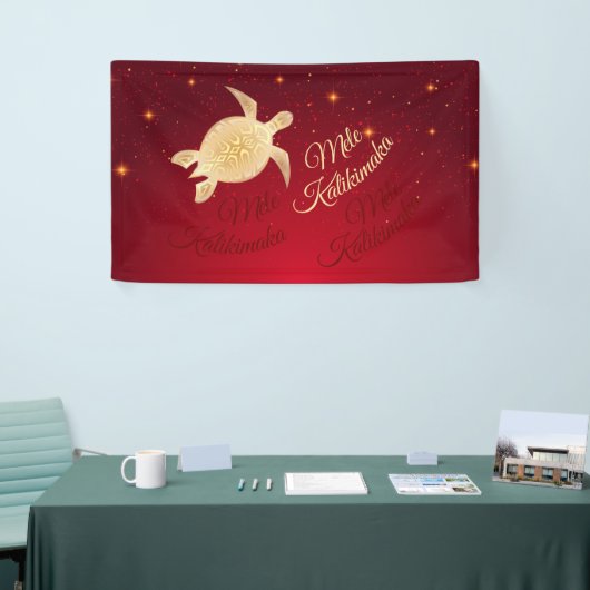 Elegante Hawaïaanse Kerstmis | Rood goud Spandoek (Beurs)