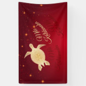 Elegante Hawaïaanse Kerstmis | Rood goud Spandoek (Verticaal)