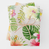 Elegante Hawaïaanse tropische Waterverf bloemig Inpakpapier Vel (In situ)