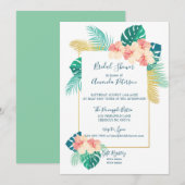 Elegante Hawaiiaanse Hibiscus Bridal Shower Uitnod Kaart (Voorkant / Achterkant)