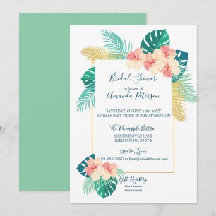 Elegante Hawaiiaanse Hibiscus Bridal Shower Uitnod Kaart