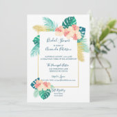 Elegante Hawaiiaanse Hibiscus Bridal Shower Uitnod Kaart (Staand voorkant)