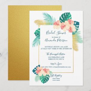 Elegante Hawaiiaanse Hibiscus Bridal Shower Uitnod Kaart