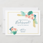 Elegante Hawaiiaanse Hibiscus Wees mijn bruidsmeis Kaart (Voorkant)