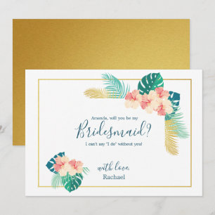 Elegante Hawaiiaanse Hibiscus Wees mijn bruidsmeis Kaart