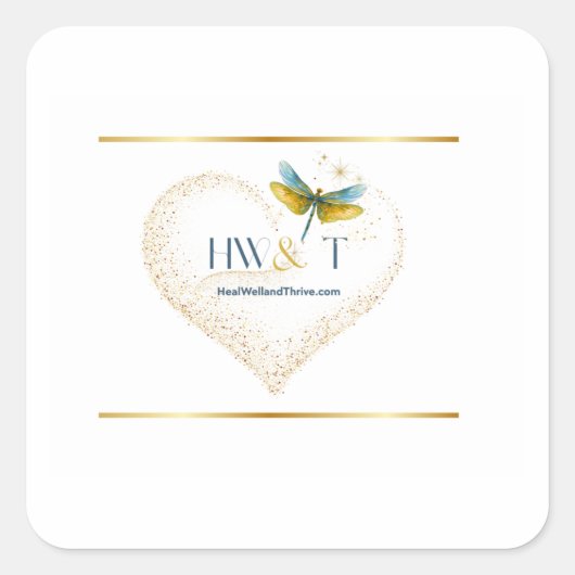 Elegante HealWell & Thrive Vierkante Sticker (Voorkant)