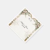 Elegante Heart Arch Blush Bloemen en gouden bruilo Servet (Hoek)