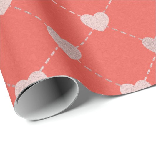 Elegante Heart Lattice Gift Wrap Cadeaupapier (Rol Hoek)