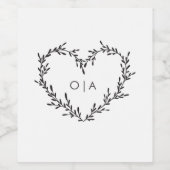 Elegante Heart Script bruiloft Wijn Etiket (Enkel label)