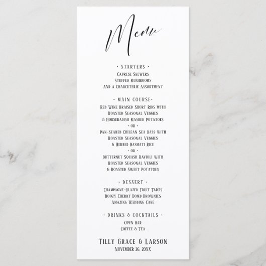 Elegante hedendaagse typografie Eenvoudig wit Menu (Voorkant)