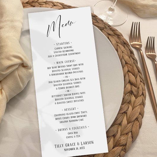 Elegante hedendaagse typografie Eenvoudig wit Menu