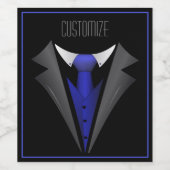 Elegante heer Blauwe das 2 Wijn Etiket (Enkel label)