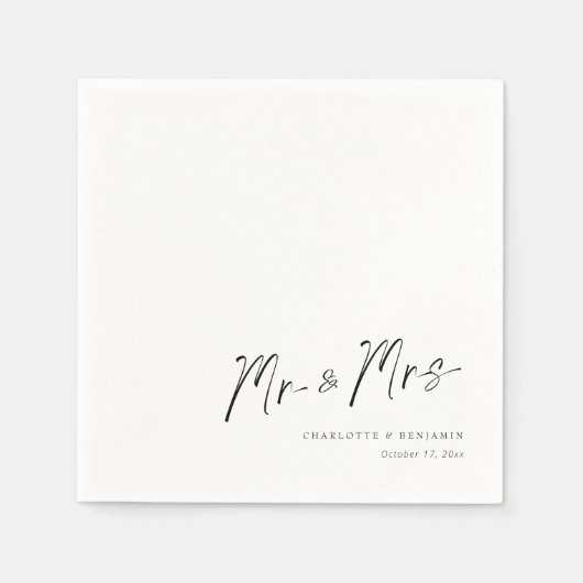 Elegante heer en mevrouw Custom bruiloft servetten (Voorkant)