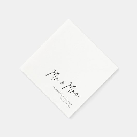 Elegante heer en mevrouw Custom bruiloft servetten (Hoek)