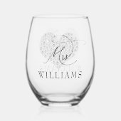 Elegante heer en mevrouw Gepersonaliseerd Wijnglas Zonder Voet (Voorkant)