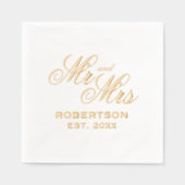 Elegante heer en mevrouw luxe bruiloft op maat gou folie servetten (Voorkant)