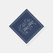 Elegante heer en mevrouw Navy Blue Wedding Servet (Hoek)