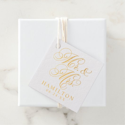 Elegante heer en mevrouw Script Custom Monogram Bedankjes Labels (Met doos)