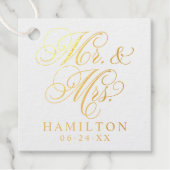 Elegante heer en mevrouw Script Custom Monogram Bedankjes Labels (Voorkant)