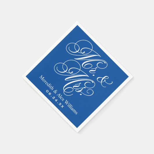 Elegante heer en mevrouw Script Custom Monogram Servet (Hoek)