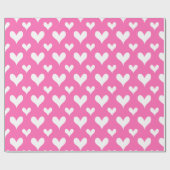 Elegante Heet Roze | Vintage Witte Hart Cadeaupapier (Vlak)