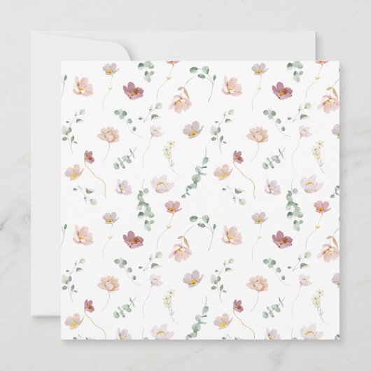 Elegante Heilige Doop Blush Roze Waterverf Bloemen Kaart (Achterkant)