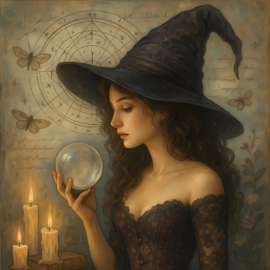 Elegante heks met kristallen bal en tarot - Gothic Tissuepapier