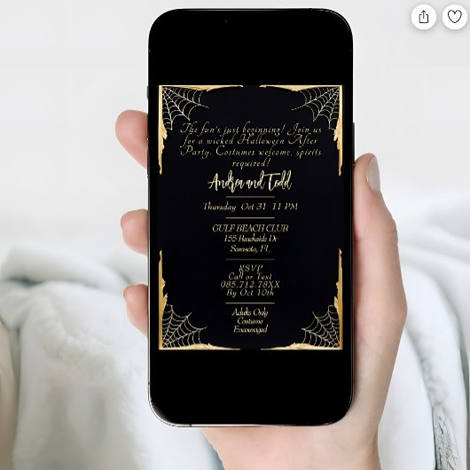 Elegante heks paarse haar Halloween After Party Kaart