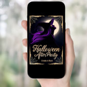 Elegante heks paarse haar Halloween After Party Kaart